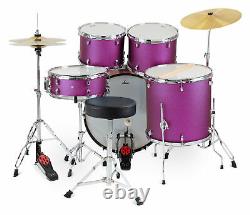 Translate this title in English: 22'' Acoustic Drum Kit Complete Drum Set Stool Stand Pedal Violet