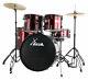 Translate This Title In English: 22'' Studio Complete Acoustic Drum Kit With Stool, Cymbals, And Red Set.