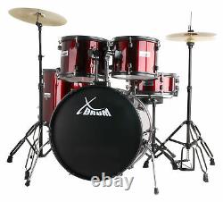 Translate this title in English: 22'' Studio Complete Acoustic Drum Kit with Stool, Cymbals, and Red Set.