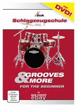 Translate this title in English: 22'' Studio Complete Acoustic Drum Kit with Stool, Cymbals, and Red Set.