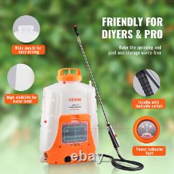 VEVOR Battery-Powered Backpack Electric Sprayer 15L Tank 4.1L/min 0-6.2bar