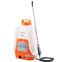 VEVOR Battery-Powered Backpack Electric Sprayer 15L Tank 4.1L/min 0-6.2bar