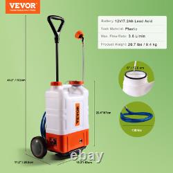 VEVOR Battery-Powered Backpack Sprayer with Wheel 15L 0-94PSI