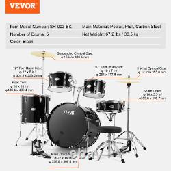 VEVOR Complete Adult Drum Set 5PCS 560 mm? Black Seat Stand