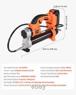 VEVOR Wireless Electric Grease Gun 20V 55 MPa with 2.0 Ah Battery