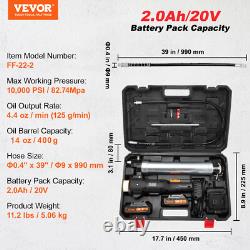 VEVOR Wireless Electric Grease Gun Battery 20 V 2.0 Ah 82.74 MPa Case