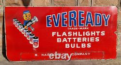 Vintage Old Antique Eveready Ampoule Batteries Ad Porcelain Enamel Panel