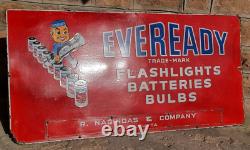 Vintage Old Antique Eveready Ampoule Batteries Ad Porcelain Enamel Panel