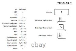 Yuasa YT19BL-BS AGM Battery 12V 17.7AH Ready to Install Motorcycle (NH1220 51913)