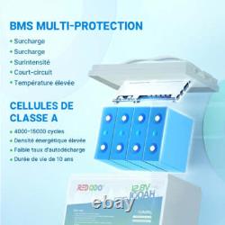 12V 100Ah LiFePO4 Batterie au lithium 15,000 cycles profonds avec 100A BMS