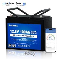 12V 100Ah LiFePO4 Bluetooth Batterie, BMS 100A amélioré, parfait pour caravanes