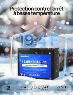 12V 100Ah LiFePO4 Bluetooth Batterie, BMS 100A amélioré, parfait pour caravanes