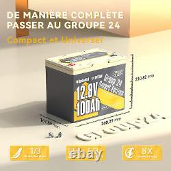 12V 100Ah LiFePO4 Bluetooth Batterie Lithium avec Protection à Basse Température