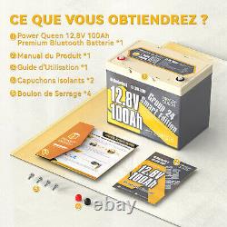 12V 100Ah LiFePO4 Bluetooth Batterie Lithium avec Protection à Basse Température