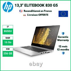 13,3 HP ELITEBOOK 830 G5 i7 16 Go RAM 256 GB SSD Batterie grade B