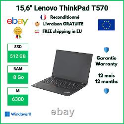 15,6 Lenovo T570 i5-6300 8 Go DDR4 512 SSD HDMI Batterie grade A