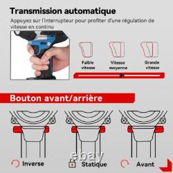 1800Nm Clé à Chocs Sans Fil Brushless avec 2Batterie & Valise Boulonneuse a Choc