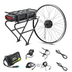 28'' E-Bike Kit de Conversion 36V250W Motor Avant+36V13Ah Batterie Porte-bagages