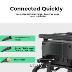 28'' E-Bike Kit de Conversion 36V250W Motor Avant+36V13Ah Batterie Porte-bagages