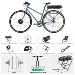 28'' E-Bike Kit de Conversion 36V250W Motor Avant+36V13Ah Batterie Porte-bagages