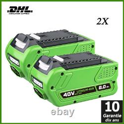 2x Batterie 40V 29462, 8,0 ah, pour Greenworks G-MAX 29472, 22272, 20302, 27062