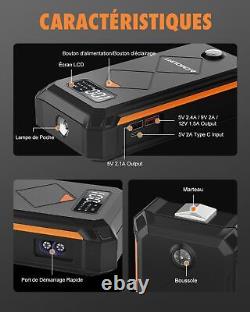 ACMOUNT Booster Batterie Voiture 4000A Demarreur Batterie Voiture Jusqu'à 10L