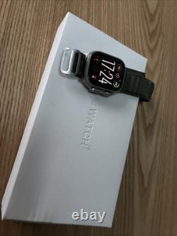 Apple Watch Ultra 49mm Titanium Batterie 88% Green Strap Box Included