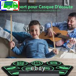 Batterie Electronique Portable 9 Pads Fonction MIDI 2 Haut-parleurs Stéréo 2 Péd