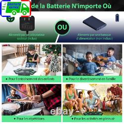 Batterie Electronique Portable 9 Pads Fonction MIDI 2 Haut-parleurs Stéréo 2 Péd