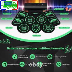 Batterie Electronique Portable 9 Pads Fonction MIDI 2 Haut-parleurs Stéréo 2 Péd