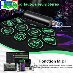 Batterie Electronique Portable 9 Pads Fonction MIDI 2 Haut-parleurs Stéréo 2 Péd