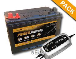 Batterie bateau, camping car decharge lente 12v 75ah + chargeur Ctek Mxs 10