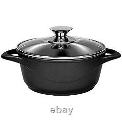 Batterie de Cuisine Induction 8 pièces Aluminium Fonte, 3 Casseroles, Couvercles
