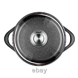 Batterie de Cuisine Induction 8 pièces Aluminium Fonte, 3 Casseroles, Couvercles