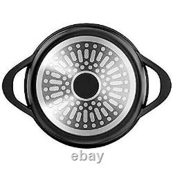 Batterie de Cuisine Induction 8 pièces Aluminium Fonte, 3 Casseroles, Couvercles