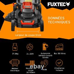 Batterie tondeuse 40V (2x20V) FX-E2RM51SET FUXTEC 2xBatteries 4Ah et chargeur