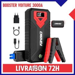 Booster Batterie 3000A 12V 24000mAh Démarreur Portable Voiture Essence Diesel