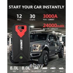 Booster Batterie 3000A 12V 24000mAh Démarreur Portable Voiture Essence Diesel