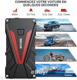 Booster Batterie Portable Jump Starter Demarrage Voiture Pinces Sûreté Smart