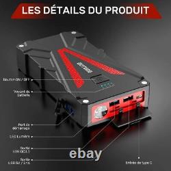 Booster Batterie Portable Jump Starter Demarrage Voiture Pinces Sûreté Smart