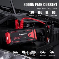 Booster Batterie Voiture, 3000A Auto Booster Batterie pour Véhicule 12V Jusq