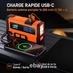Booster Batterie Voiture 8000A 14.8V Démarreur Batterie Voiture Jusqu'À9,0L G