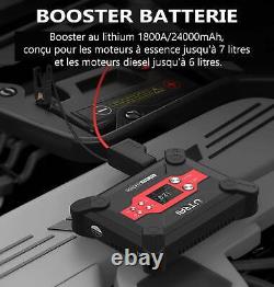 Booster Batterie Voiture Compresseur Air Démarrage Diesel Essence 1800A 24000mAh