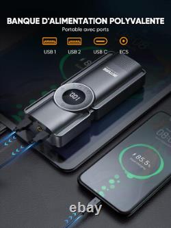 Booster Batterie Voiture Démarreur 2500A Jump Starter 20000mAh + Gonfleur Pneu