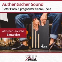 Cajon Batterie a Main Instrument de Percussion Tambour du Monde Housse Set Noir