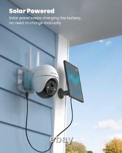 Caméra de Surveillance Batterie Solaire sans fil PTZ CCTV Sécurité 3MP QHD WiFi