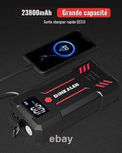 DINKALEN Booster Batterie Voiture 23800mAh 3000A Portable Jump Starter Moto T