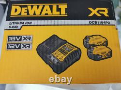 DeWalt Pack 2 batteries XR 18V 5Ah Li-Ion + chargeur DCB1104P2-QW