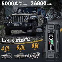 Démarreur Voiture 5000A 26800mAh Booster de Batterie 12V Démarrage Urgence Hiver