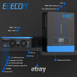 EDECOA 6200W Onduleur Hybride 48V 220V MPPT 120A PV60-500V Travail Sans Batterie